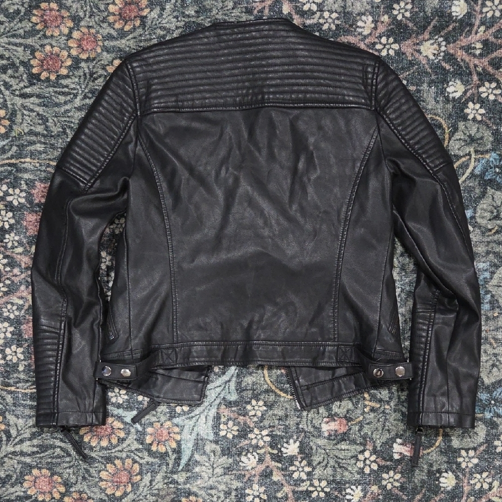 Topshop Quilted Black Leather Jacket - Picture 5 of 8